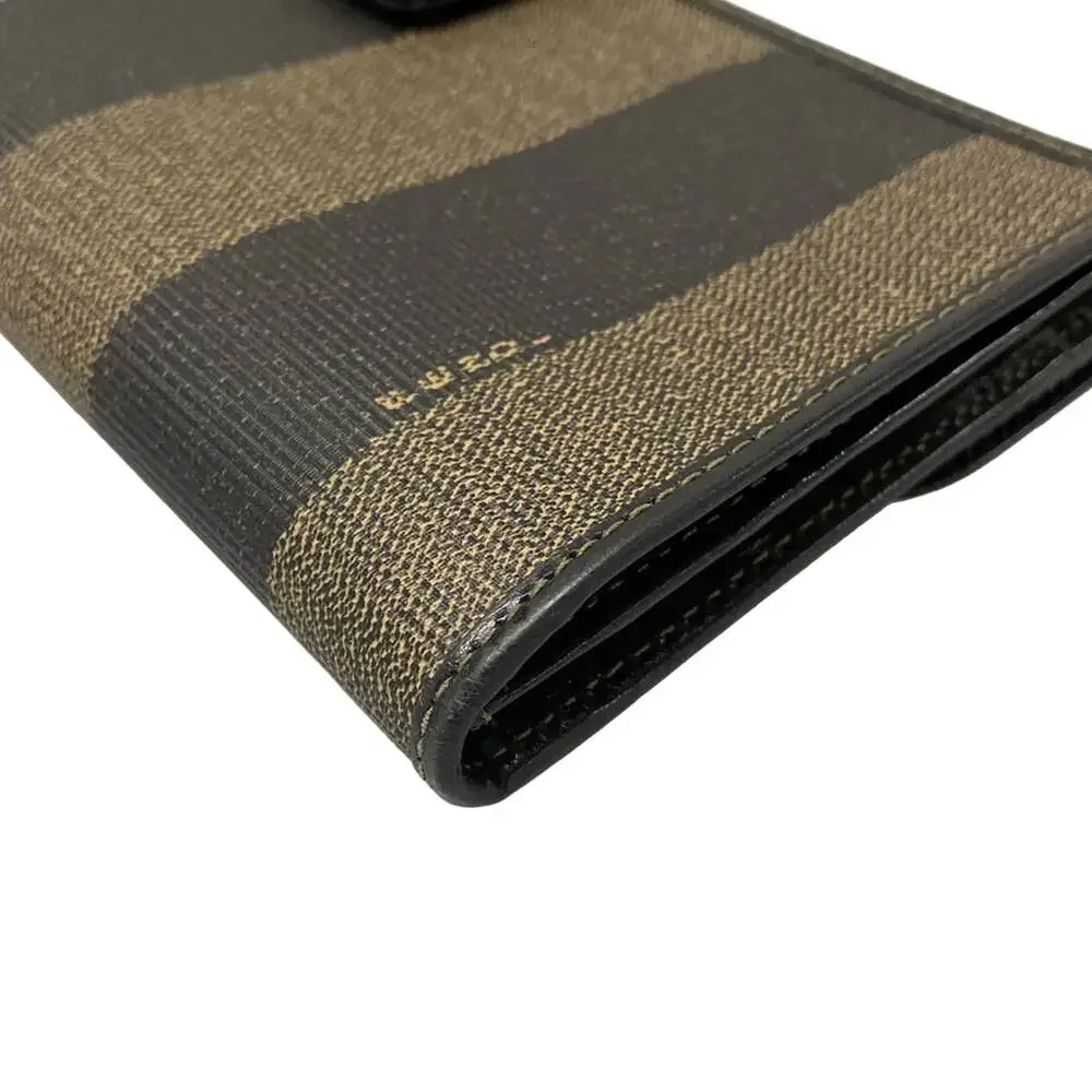 Fendi Pecan Long Wallet Black Beige PVC Leather